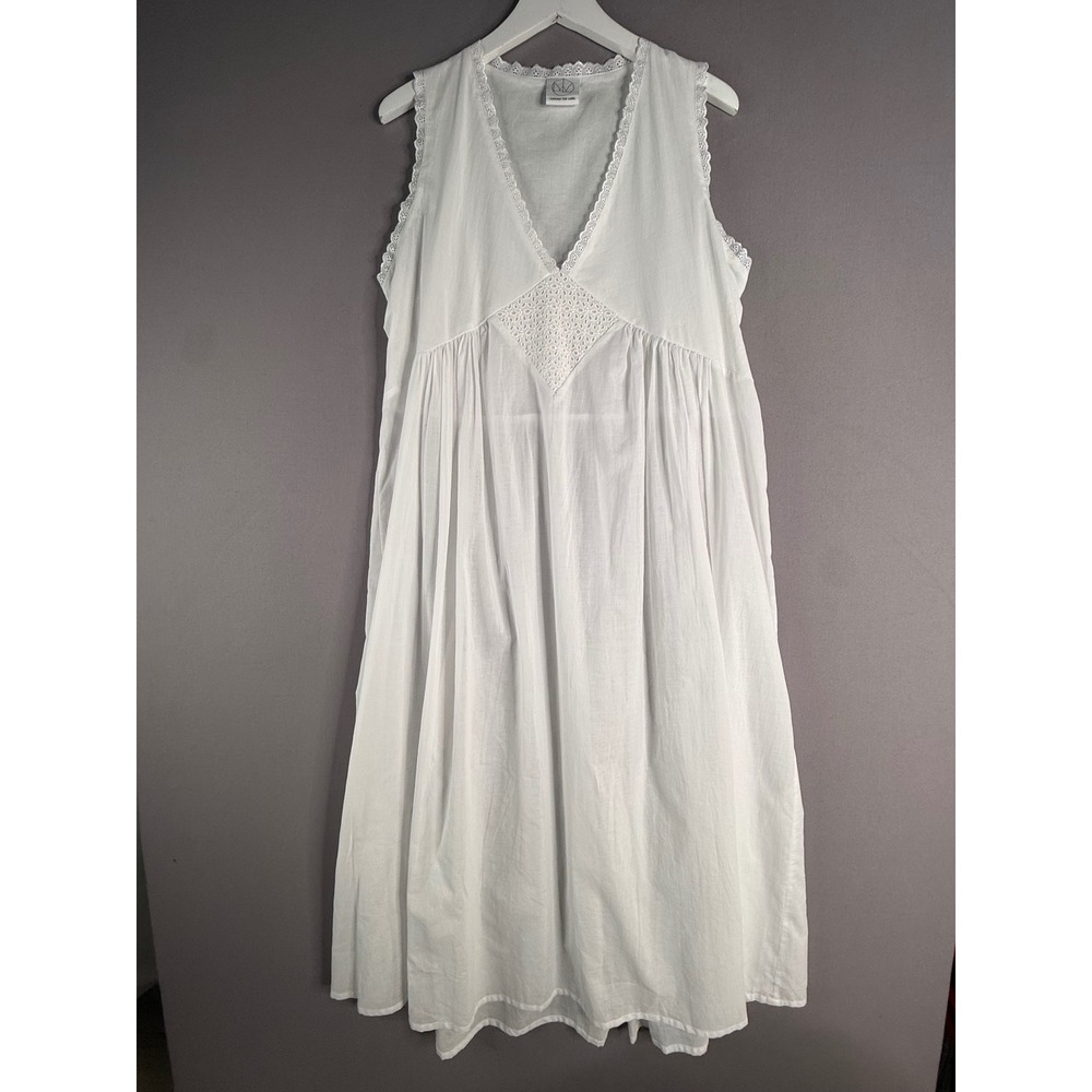 Laneway The Label Vintage Gown Womens S/M Ivory White Cotton Eyelet Maxi Dress